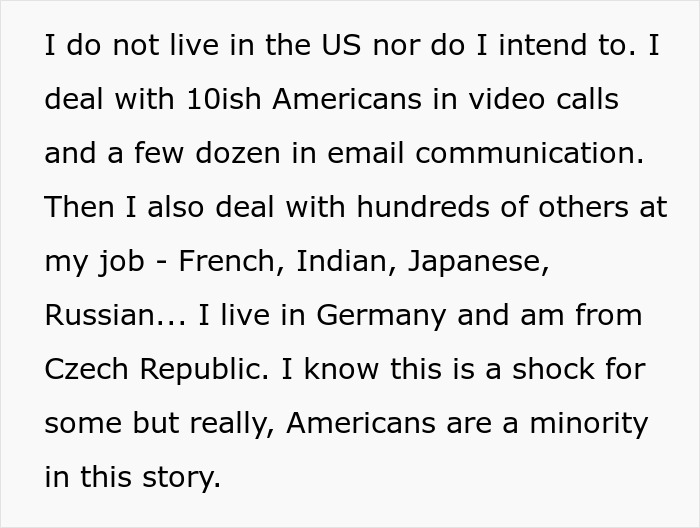 Text about a man refusing to change his surname for American coworkers, emphasizing global cultural diversity. - 10