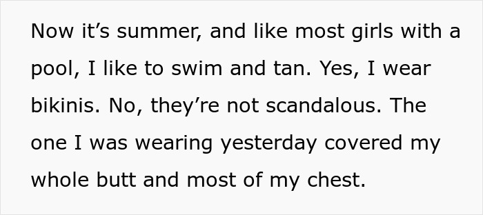 Person wearing bikini in their own yard, enjoying summer by swimming and tanning near the pool.