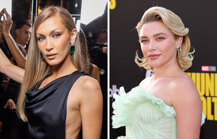 Side-by-side photos of two female celebrities highlighting the dramatic impact of plastic surgery on celebrities born in the same year.