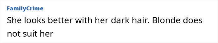 Comment on a style choice mentioning dark hair versus blonde hair, related to Bella Hadid's daring braless look for perfume launch.