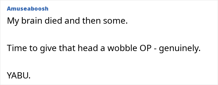 Text post from Amuseaboosh expressing disbelief and suggesting the original poster needs to reconsider, relating to woman regrets trip with friend and husband.