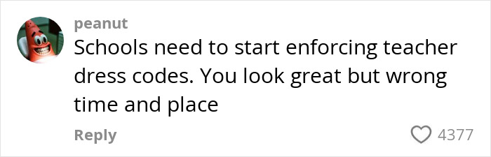 Comment reading schools need to enforce teacher dress codes sparked viral debate about showing off curves for back-to-school.