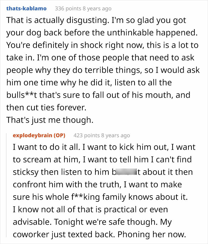 Online discussion showing users reacting to boyfriend trying to stealthily euthanize girlfriend&rsquo;s dog controversy.