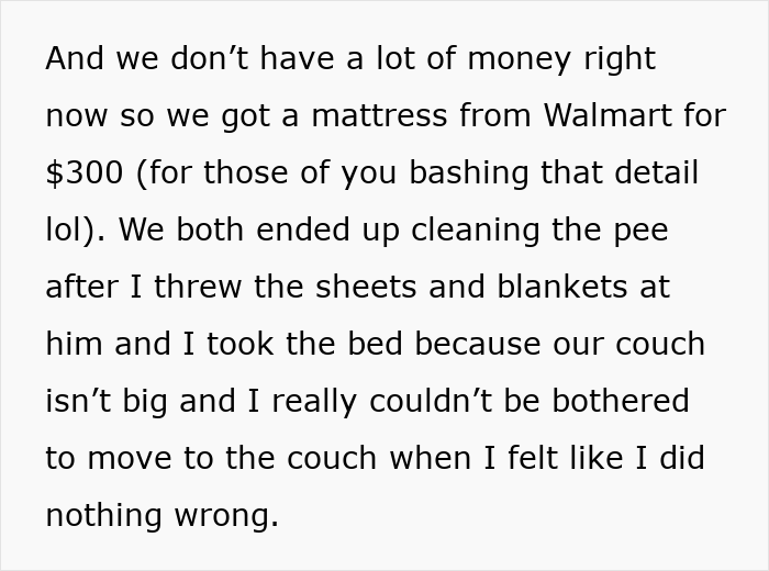 Alt text: Man wetting the bed and not seeing it as a big deal, highlighting issues with maturity and responsibility.