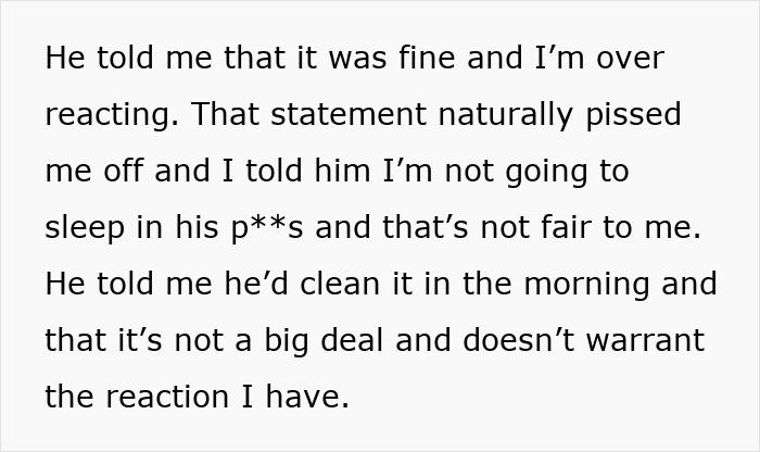 Text excerpt discussing a man who wets the bed and doesn&rsquo;t think it&rsquo;s a big deal, causing frustration.