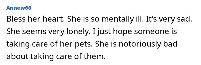 Comment expressing concern about Britney Spears' mental health and care for her pets in a text format.