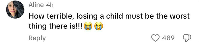Comment expressing sympathy about the heartbreaking loss of a child with crying face emojis on social media.