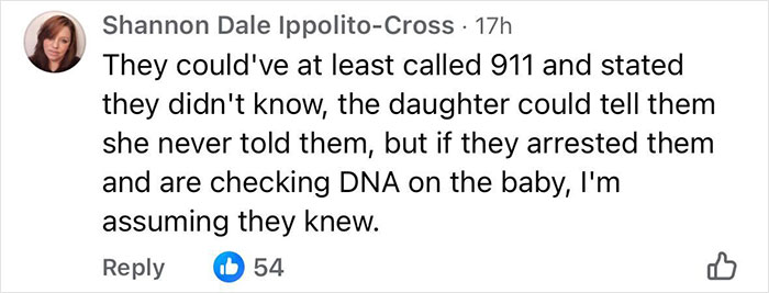 Facebook comment discussing the stepdad and mom facing felony charges after 11-year-old gives birth at home without medical help.