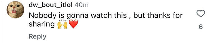 Screenshot of an Instagram comment with a cat profile picture reacting to Sydney Sweeney social media post after Genes ad backlash.