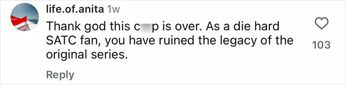 User comment criticizing And Just Like That series finale posted on social media amid Sarah Jessica Parker backlash. User comment criticizing And Just Like That series finale posted on social media amid Sarah Jessica Parker backlash.