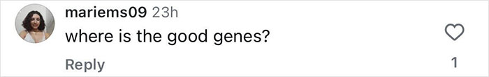 Comment on Instagram post questioning good genes, related to genes with bad taste and Sydney Sweeney&rsquo;s red carpet look.