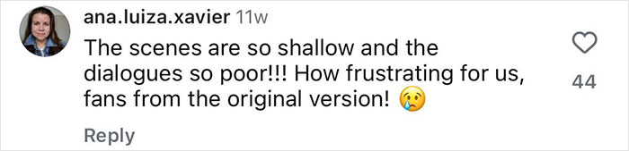 Comment from a fan expressing frustration about the shallow scenes and poor dialogues in And Just Like That series finale. Comment from a fan expressing frustration about the shallow scenes and poor dialogues in And Just Like That series finale.