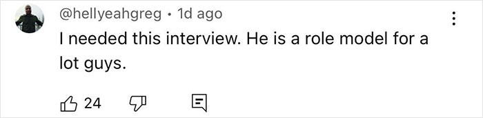Social media comment praising an interview where Pete Davidson addresses scrutiny of the size of his manhood.