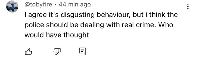 Comment expressing disagreement on police using running clothes to elicit catcalls and arrest men who hit on them.