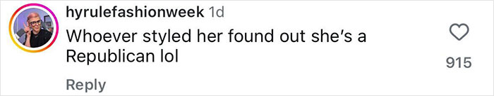 Screenshot of a social media comment mocking Sydney Sweeney&rsquo;s red carpet look with the phrase genes with bad taste.