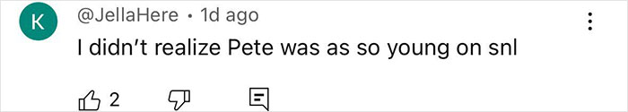 Screenshot of a social media comment discussing Pete Davidson and mentioning his age on SNL.