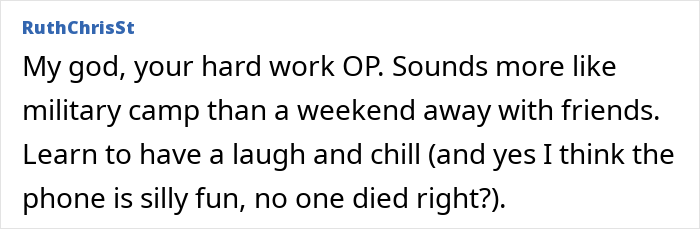 Screenshot of a comment discussing a woman&rsquo;s regrets about a trip with a friend and husband after plans are ruined and tensions rise.