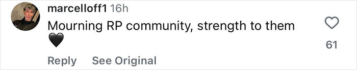 Comment expressing mourning and strength to the RP community after a tragic incident involving a 2-year-old drowning.