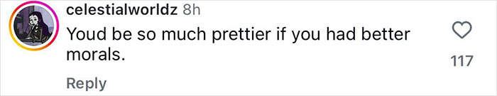 Social media comment trolling Sydney Sweeney after her Genes ad, reflecting harsh online reactions and criticism.