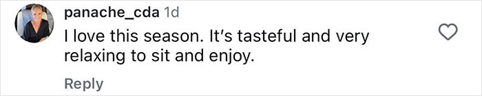 Comment from user panache_cda praising the season as tasteful and relaxing amid Sarah Jessica Parker clap back at haters for And Just Like That. Comment from user panache_cda praising the season as tasteful and relaxing amid Sarah Jessica Parker clap back at haters for And Just Like That.