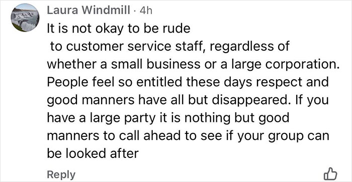 Comment about rude entitled customers and respect for caf&eacute; worker's feelings after incident with teen employee.