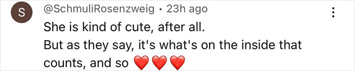 Screenshot of a social media comment discussing gender identity with heart emojis, related to radical right-winger changes gender.