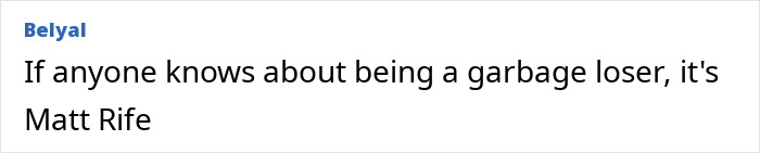 Comment text on a white background referencing comedian Matt Rife in a casual black font.