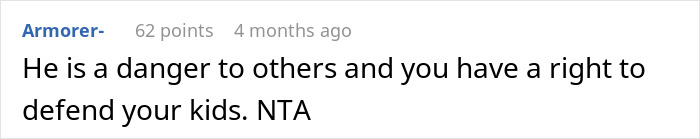 Screenshot of an online comment discussing a woman refusing to babysit her autistic nephew after he injures her daughter and spits on her.