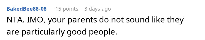 Screenshot of online discussion about woman refusing to go on Christmas gift trip if siblings pay for her flight.