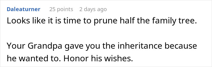 Screenshot of a Reddit comment discussing a 21-year-old caring for grandpa and conflict with entitled brother's demands. - 20