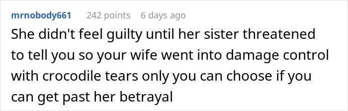 Comment discussing a man learning his wife’s family secretly cyber-bullied him and the resulting family fallout. - 44