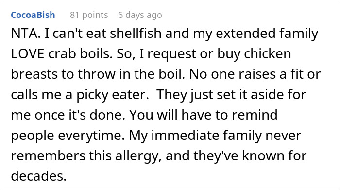 In-Laws Aware Of Woman&rsquo;s Food Restrictions, Are Mad She Finds A Way To Not Eat Their Unsafe Food