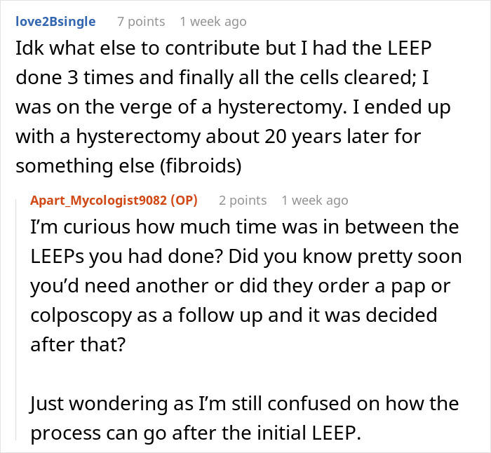 Screenshot of a forum discussion about health issues involving cancer and HPV, reflecting resentment in a relationship.