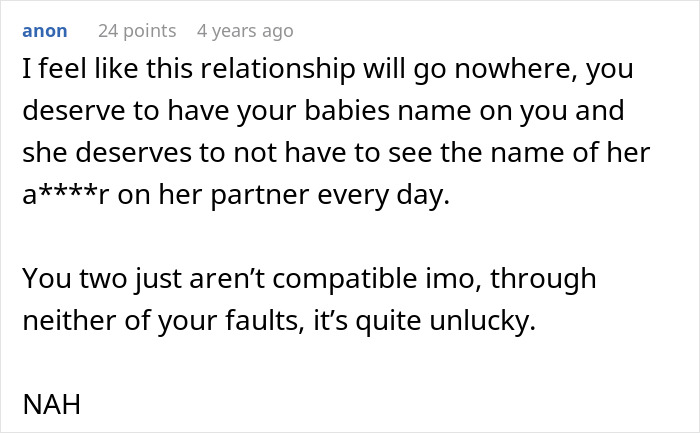 Text from an online forum discussing conflict about a tattoo of a late son's name causing relationship tension and emotional triggers.
