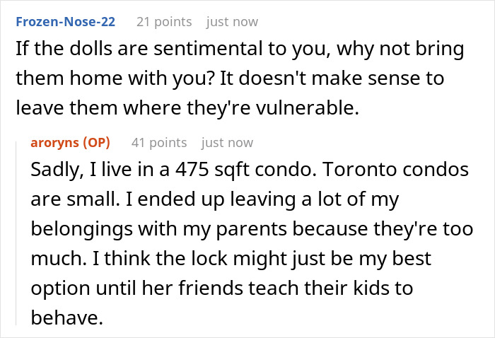 Woman catches guest sneaking into her room and stops her before her kid opens a collector doll, protecting precious belongings. - 22