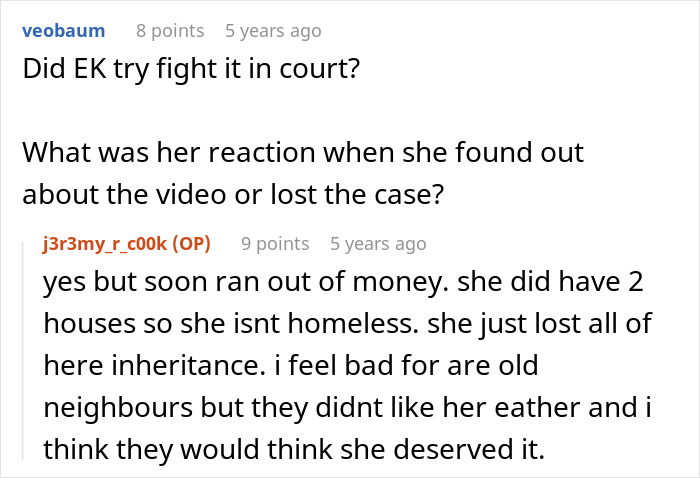 Screenshot of a forum discussion about a jealous Karen facing a six-figure fine for cutting down neighbor’s trees. Screenshot of a forum discussion about a jealous Karen facing a six-figure fine for cutting down neighbor’s trees.