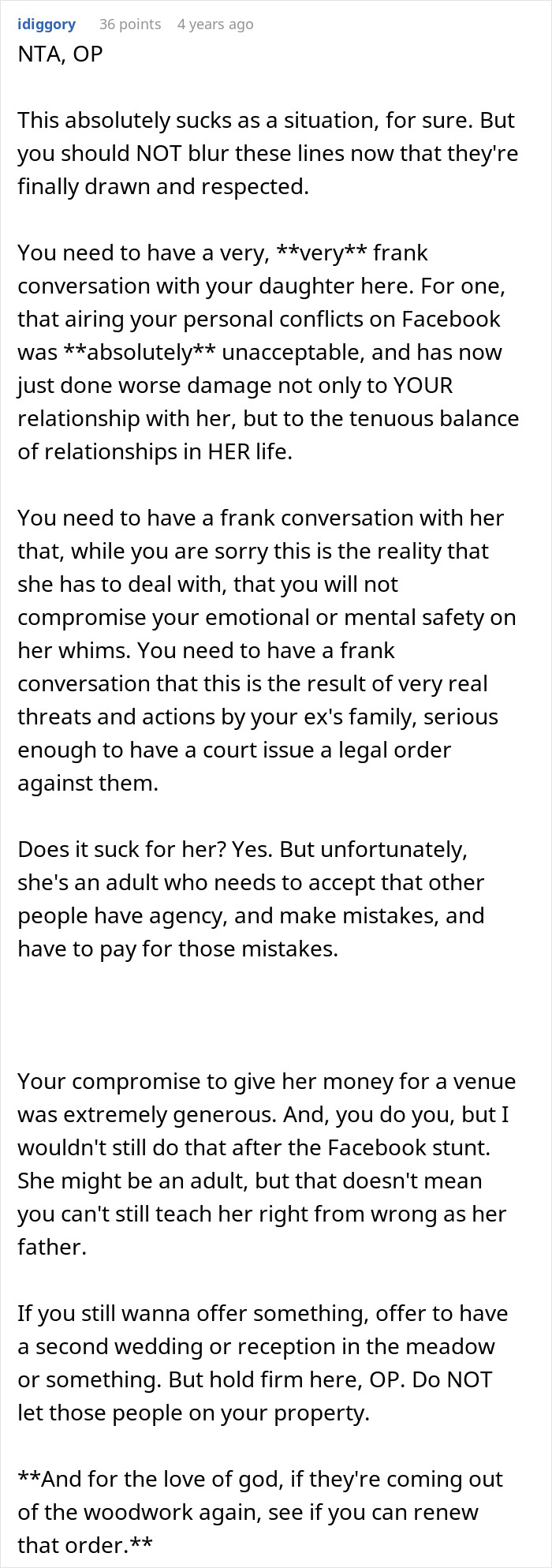 Man refusing to let daughter get married in his yard causes relationship conflict and emotional family struggles.