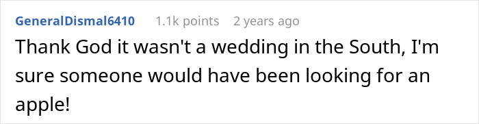 Social media comment mentioning relief it wasn&rsquo;t a Southern wedding after a pet pig ruined the event.
