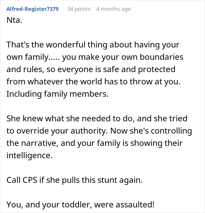 Comment discussing family boundaries and safety after a woman refuses to babysit her autistic nephew who injured her daughter.