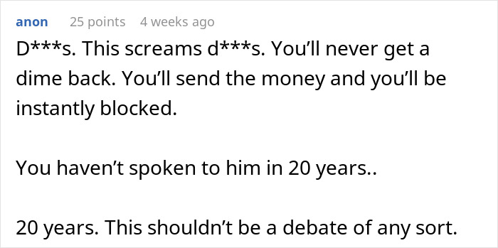 Text exchange warning about scams, emphasizing friends call two decades later and lost contact over 20 years. Text exchange warning about scams, emphasizing friends call two decades later and lost contact over 20 years.