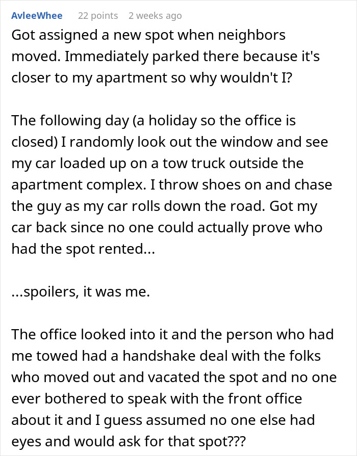 Woman confronts dodgy neighbor&rsquo;s anonymous notes attempting to trick her into giving up her parking spot in apartment complex dispute.