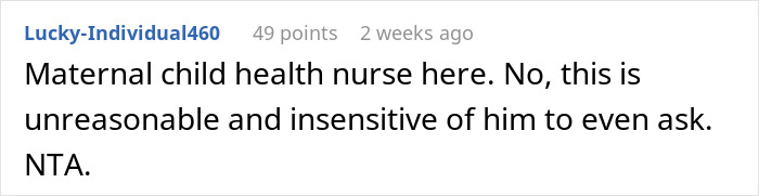 Comment about man asking wife&rsquo;s permission to travel alone right after her scheduled C-section, viewed on social platform.
