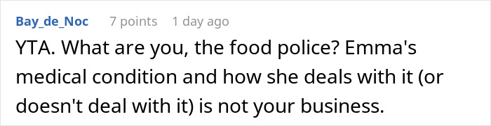 Screenshot of an online comment discussing a worker calling out a gluten-free colleague at a pizza party. Screenshot of an online comment discussing a worker calling out a gluten-free colleague at a pizza party.