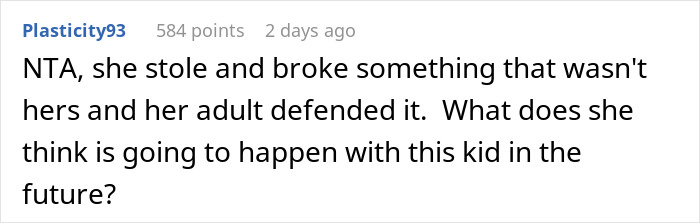 Young girl caught stealing and breaking a fishing pole, showing mischief outdoors near water.