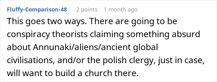 Comment about conspiracy theories related to ancient civilizations and Polish clergy building a church near pyramids in Poland. Comment about conspiracy theories related to ancient civilizations and Polish clergy building a church near pyramids in Poland.