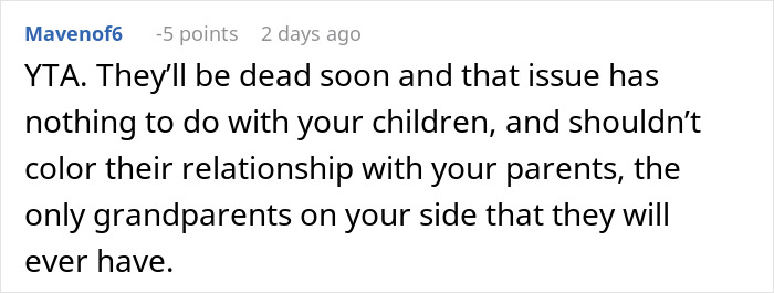 Screenshot of an online comment discussing defending a wife and cutting off parents, highlighting confusion about reconnecting.