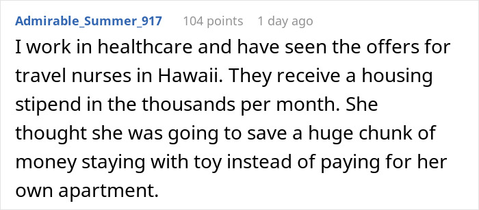 Comment discussing regrets after a couple agrees to host an old friend with wild requests in their home. Comment discussing regrets after a couple agrees to host an old friend with wild requests in their home.