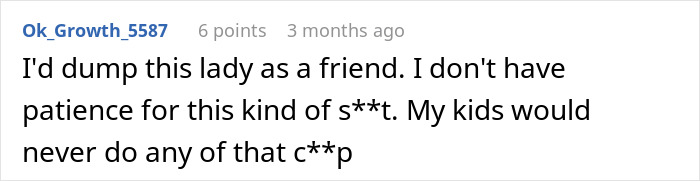 Comment expressing frustration about dealing with rowdy kids and preferring childfree events in social settings. - 39