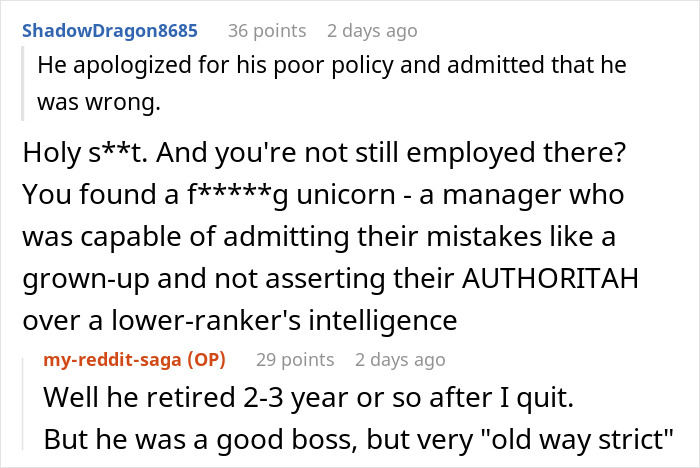 Reddit user praising a boss who admitted mistakes after banning flexible hours, causing more issues at work. Reddit user praising a boss who admitted mistakes after banning flexible hours, causing more issues at work.