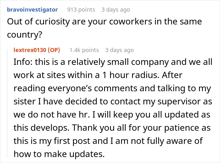 Screenshot of an online discussion about a creepy guy incessantly texting a 20-year-old female colleague and involving HR advice. Screenshot of an online discussion about a creepy guy incessantly texting a 20-year-old female colleague and involving HR advice.